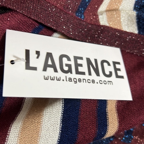 L’AGENCE women lurex’s striped cardigan brown multi dress size XS NWT - Picture 9 of 11